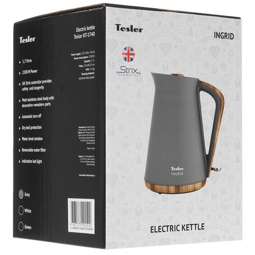 Купить Электрочайник Tesler KT-1740 серый  8161064. Характеристики, отзывы и цены в Донецке