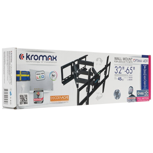 Купить Кронштейн для ТВ Kromax Optima-409 черный  1672287. Характеристики, отзывы и цены в Донецке
