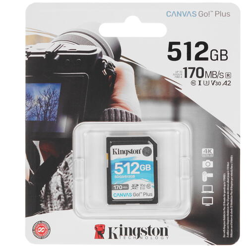 Купить Карта памяти Kingston Canvas Go! Plus SDXC 512 ГБ [SDG3/512GB]  1664090. Характеристики, отзывы и цены в Донецке