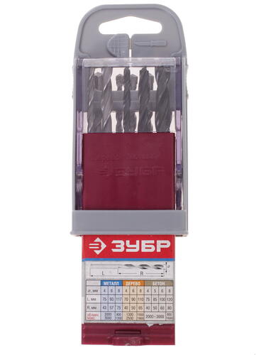 Купить Набор сверл ЗУБР 4-29704-H10-SB  6615623. Характеристики, отзывы и цены в Донецке