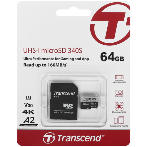 Купить Карта памяти Transcend Ultra Perfomance 340S microSDXC 64 ГБ  5635978. Характеристики, отзывы и цены в Донецке