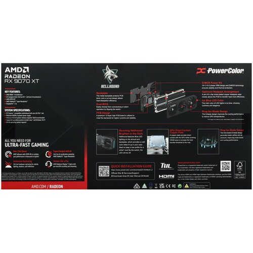 Купить Видеокарта PowerColor AMD Radeon RX 9070 XT Hellhound OC  5634985. Характеристики, отзывы и цены в Донецке