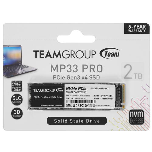 Купить 2000 ГБ M.2 NVMe накопитель TEAMGROUP MP33 PRO [TM8FPD002T0C101]  4737603. Характеристики, отзывы и цены в Донецке