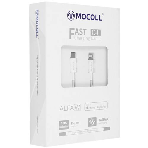 Купить Кабель круглый MOCOLL Lightning 8-pin MFI - USB Type-C белый 1.5 м  5470428. Характеристики, отзывы и цены в Донецке