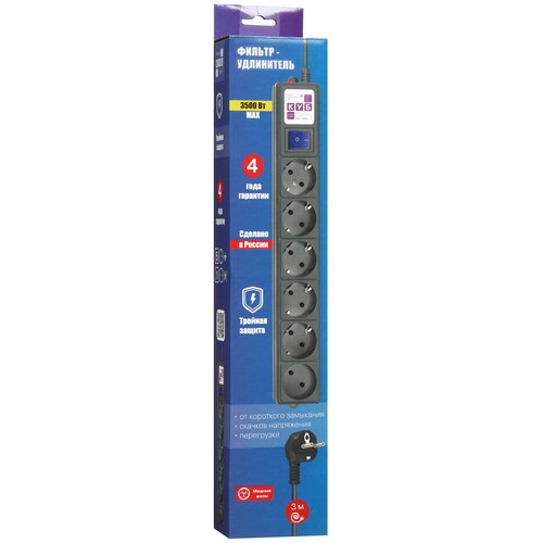 Купить Сетевой фильтр Power Cube SPG6-В3М черный  9196387. Характеристики, отзывы и цены в Донецке