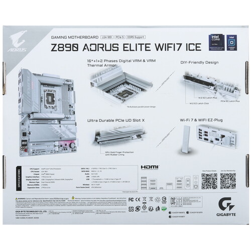 Купить Материнская плата GIGABYTE Z890 AORUS ELITE WIFI7 ICE  5492128. Характеристики, отзывы и цены в Донецке