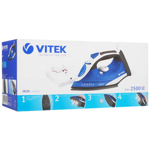 Купить Утюг VITEK VT-8337 MC синий  9053052. Характеристики, отзывы и цены в Донецке
