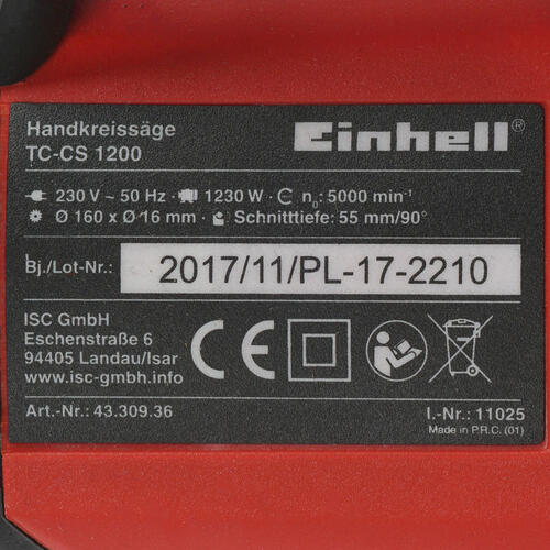 Купить Пила дисковая Einhell TC-CS 1200  8107416. Характеристики, отзывы и цены в Донецке