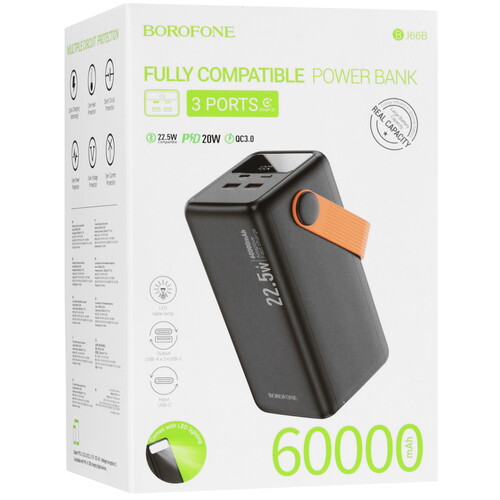 Купить Портативный аккумулятор Borofone BJ66B Magnifico черный  5603896. Характеристики, отзывы и цены в Донецке