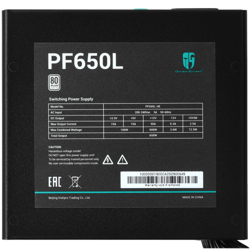 Купить Блок питания DEEPCOOL GamerStorm PF650L [R-PF650L-HE0B-WGEU] черный  5634839. Характеристики, отзывы и цены в Донецке
