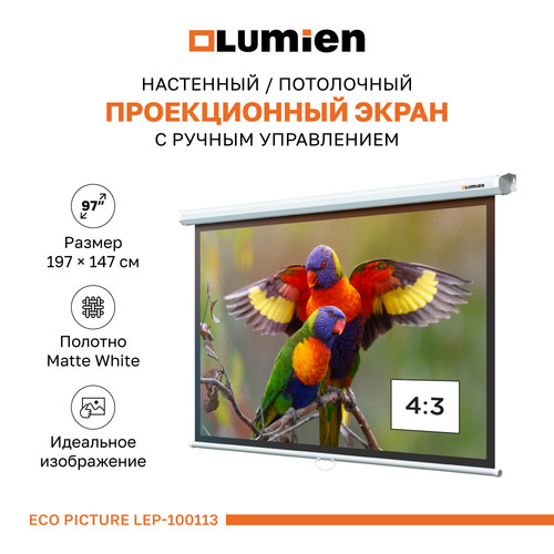 Купить 97" Экран для проектора Lumien Eco Picture LEP-100113  1677192. Характеристики, отзывы и цены в Донецке