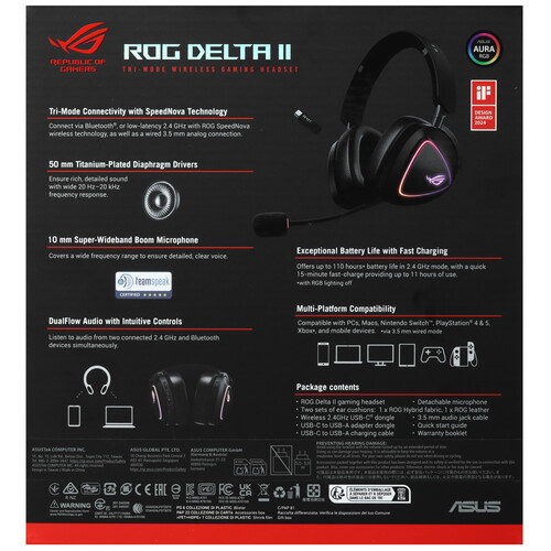 Купить Беспроводные/проводные наушники ASUS ROG Delta II черный 2024  5612614. Характеристики, отзывы и цены в Донецке