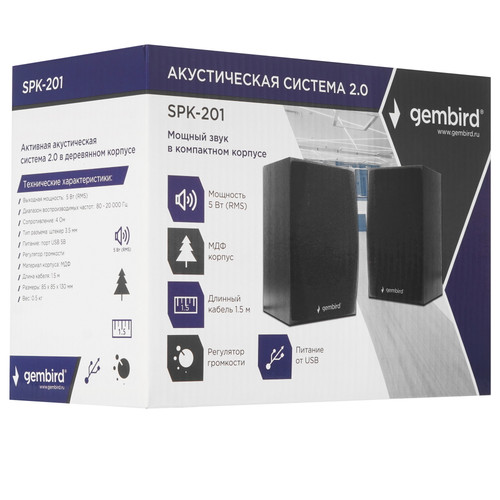 Купить Колонки Gembird SPK-201 черный  5356146. Характеристики, отзывы и цены в Донецке