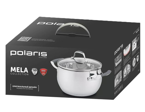 Купить Кастрюля Polaris Mela-20C 4 л 20 см серебристый  9342384. Характеристики, отзывы и цены в Донецке