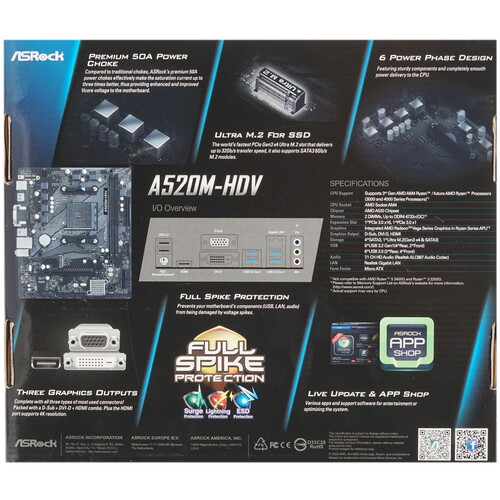 Купить Материнская плата ASRock A520M-HDV  1663777. Характеристики, отзывы и цены в Донецке