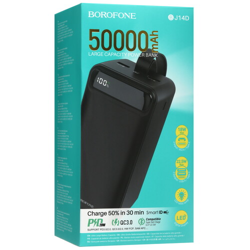 Купить Портативный аккумулятор Borofone BJ14D черный  5475258. Характеристики, отзывы и цены в Донецке