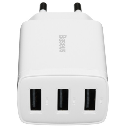 Купить Сетевое зарядное устройство Baseus Compact 3U белый  5495782. Характеристики, отзывы и цены в Донецке