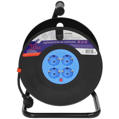Купить Удлинитель силовой Smartbuy SBE-16-4-30-Z черный  9192877. Характеристики, отзывы и цены в Донецке