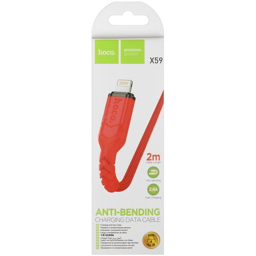 Купить Кабель круглый Hoco Lightning 8-pin - USB 2.0 Type-A красный 2 м  5475127. Характеристики, отзывы и цены в Донецке