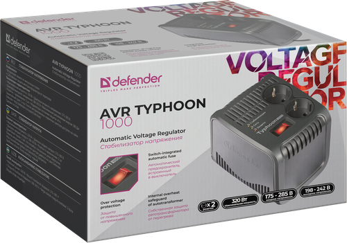 Купить Стабилизатор напряжения Defender AVR Typhoon 1000  5338705. Характеристики, отзывы и цены в Донецке