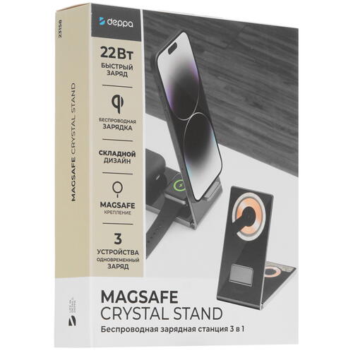 Купить Беспроводное зарядное устройство DEPPA MagSafe Crystal Stand черный  9113417. Характеристики, отзывы и цены в Донецке