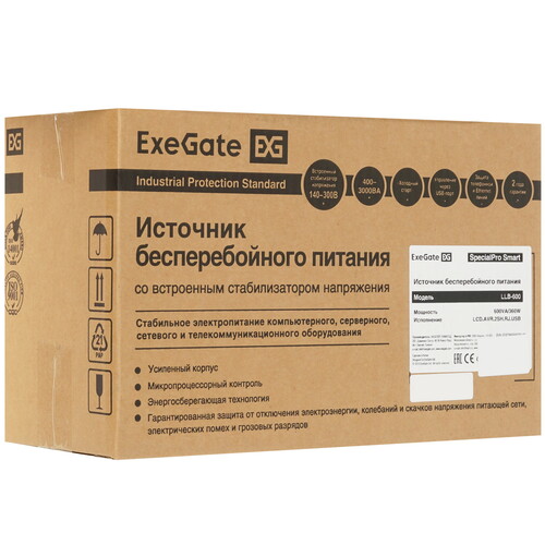 Купить ИБП ExeGate SpecialPro Smart LLB-600.LCD.AVR.2SH.RJ.USB  5418272. Характеристики, отзывы и цены в Донецке