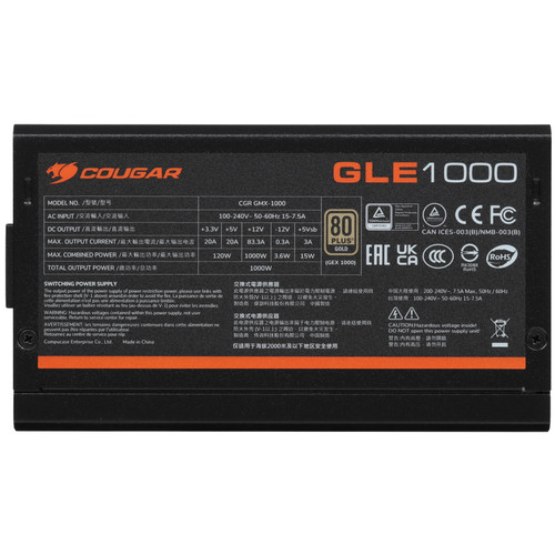 Купить Блок питания Cougar GLE 1000 [CGR GMX-1000] черный  5457944. Характеристики, отзывы и цены в Донецке