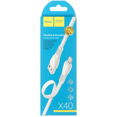 Купить Кабель плоский Hoco Lightning 8-pin - USB 2.0 Type-A белый 1 м  5475119. Характеристики, отзывы и цены в Донецке