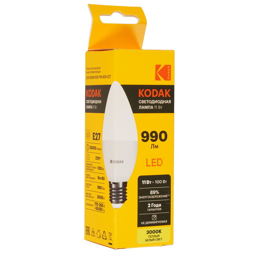 Купить Лампа светодиодная Kodak LED B35-11W-830-E27  5417528. Характеристики, отзывы и цены в Донецке