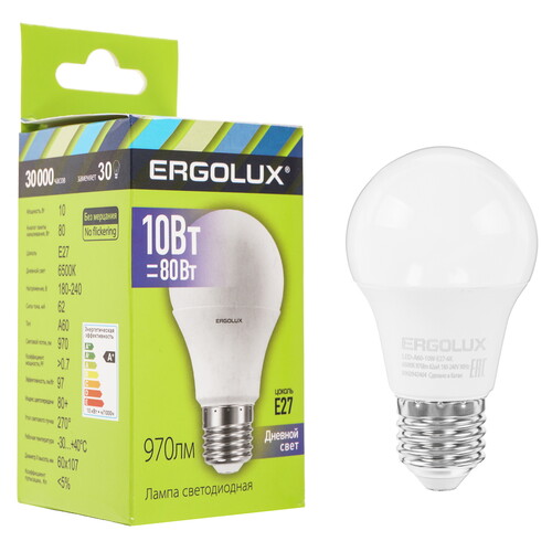 Купить Лампа светодиодная Ergolux LED-A60-10W-E27-6K  5467592. Характеристики, отзывы и цены в Донецке
