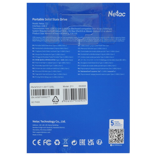 Купить 1000 ГБ Внешний SSD Netac Z11  5355399. Характеристики, отзывы и цены в Донецке