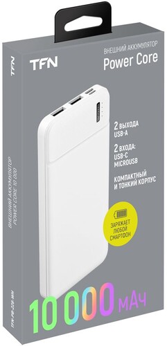 Купить Портативный аккумулятор TFN Power Core белый  5475283. Характеристики, отзывы и цены в Донецке