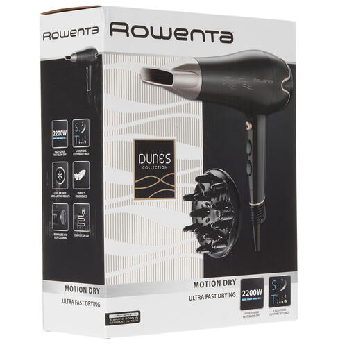 Купить Фен Rowenta Motion Dry CV5707F0 черный/золотистый  9088983. Характеристики, отзывы и цены в Донецке