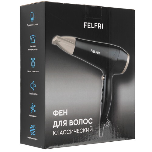 Купить Фен FELFRI HS04 черный/бежевый  9178575. Характеристики, отзывы и цены в Донецке