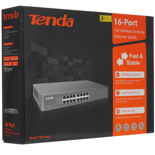 Купить Коммутатор Tenda TEF1016D  4858223. Характеристики, отзывы и цены в Донецке