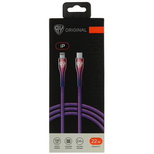 Купить Кабель круглый BY Lightning 8-pin - USB Type-C фиолетовый 1 м  5482115. Характеристики, отзывы и цены в Донецке