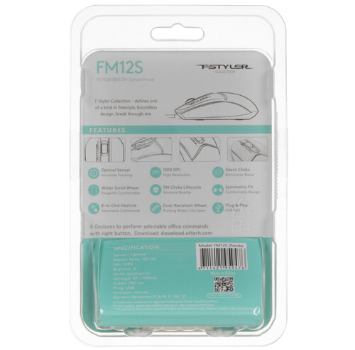 Купить Мышь проводная A4Tech Fstyler FM12S  черный  9295933. Характеристики, отзывы и цены в Донецке
