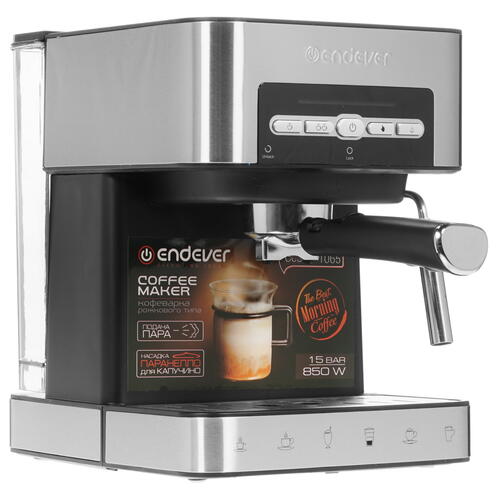 Купить Кофеварка рожковая Endever Costa-1065 серебристый  8145434. Характеристики, отзывы и цены в Донецке