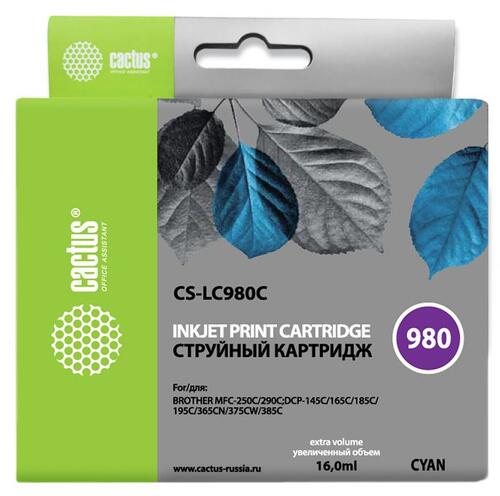 Купить Картридж Cactus CS-LC980C голубой  7974833. Характеристики, отзывы и цены в Донецке