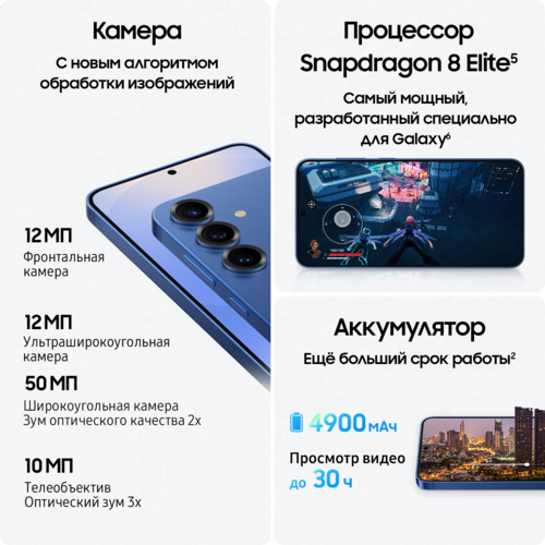Купить 6.7" Смартфон Samsung Galaxy S25+ 512 ГБ синий  5615153. Характеристики, отзывы и цены в Донецке