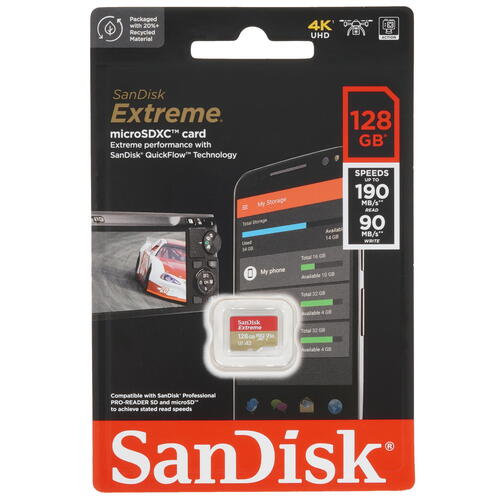 Купить Карта памяти SanDisk Extreme microSDXC 128 ГБ [SDSQXAA-128G-GN6MN]  5077098. Характеристики, отзывы и цены в Донецке