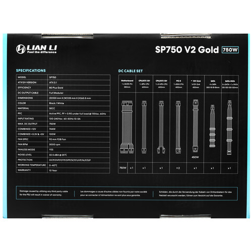 Купить Блок питания LIAN LI SP750 V2 Gold [G9P.SP0750G.B000.RU] черный  5641106. Характеристики, отзывы и цены в Донецке
