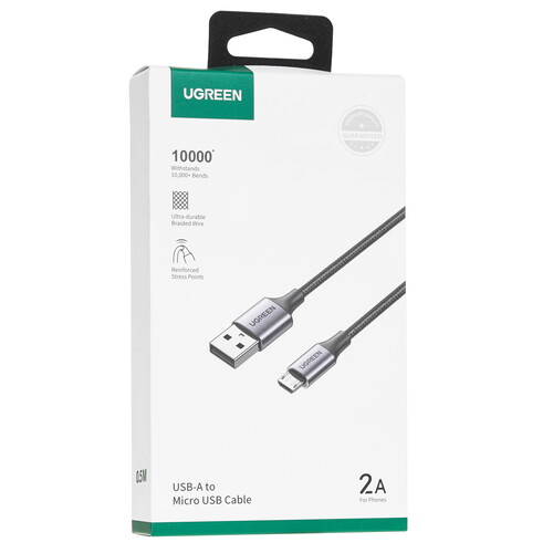 Купить Кабель круглый Ugreen micro USB - USB 2.0 Type-A черный 0.5 м  9147658. Характеристики, отзывы и цены в Донецке