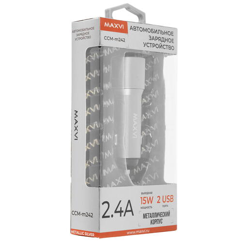 Купить Автомобильное ЗУ Maxvi CCM-M242 серебристый  5366931. Характеристики, отзывы и цены в Донецке