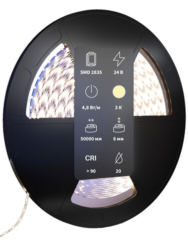 Купить Светодиодная лента Maytoni 24В 2835 4.8Вт/м 4000К 50м IP 20  9185092. Характеристики, отзывы и цены в Донецке