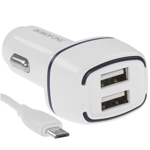 Купить Автомобильное ЗУ Borofone BZ14 белый  9244272. Характеристики, отзывы и цены в Донецке