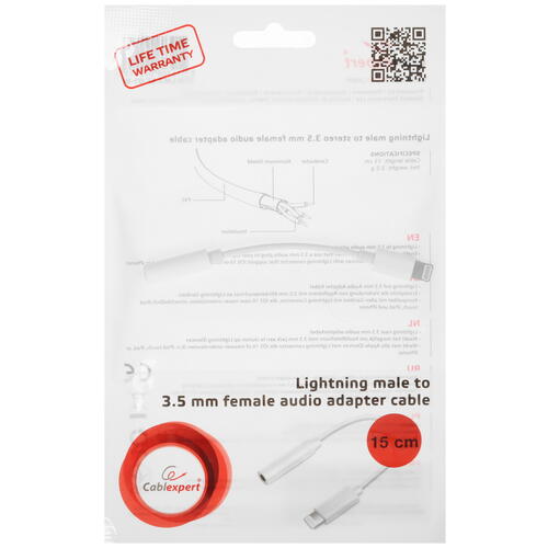 Купить Переходник   Cablexpert 3.5 mm jack - Lightning белый  9918264. Характеристики, отзывы и цены в Донецке
