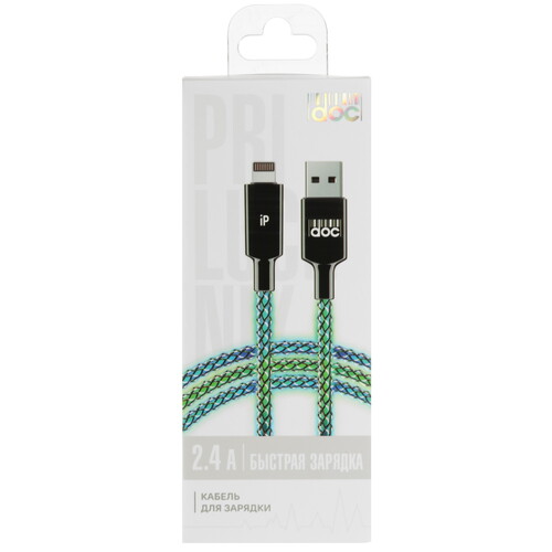 Купить Кабель круглый BY Lightning 8-pin - USB 2.0 Type-A зеленый 1 м  5497290. Характеристики, отзывы и цены в Донецке