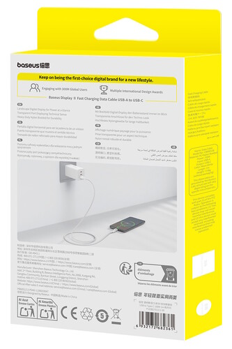 Купить Кабель круглый Baseus USB Type-C - USB 2.0 Type-A белый 1 м  5627657. Характеристики, отзывы и цены в Донецке