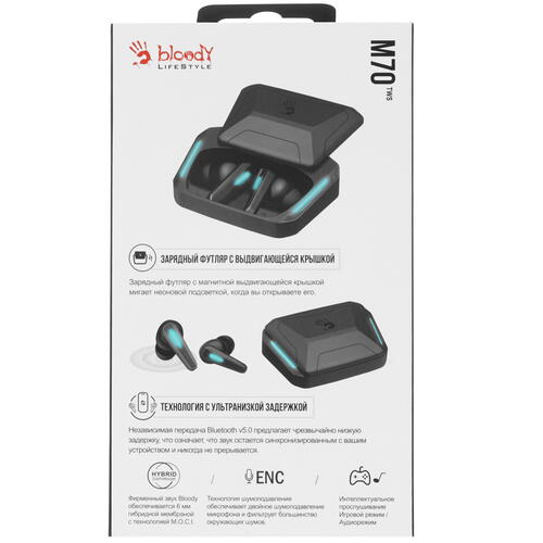 Купить Наушники TWS A4Tech Bloody M70 черный 2021  4781326. Характеристики, отзывы и цены в Донецке